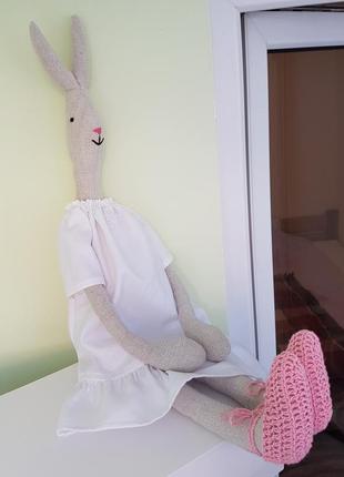 Іграшка заєць, hare (shoes are pink)6 фото