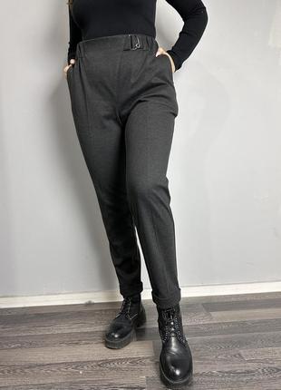 Женские классические брюки серые зауженные книзу большого размера mkjl1131011-1