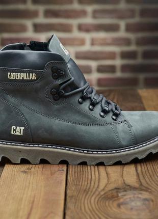 Мужские кожаные зимние ботинки caterpillar, зимові шкіряні черевики cat6 фото