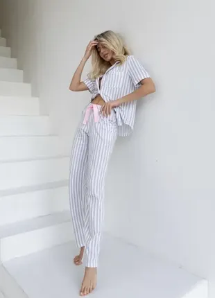 Женская стильная пижама в полоску в стиле виктория сикрет4 фото