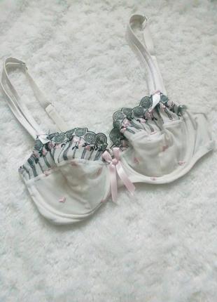 Ліф бюстгалтер прозорий сітка з вишивкою в сердечка бантики