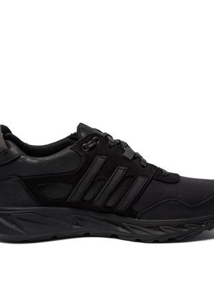 Мужские кожаные кроссовки adidas (адидас) climacool black, кеды кожаные повседневные черные. мужская обувь5 фото