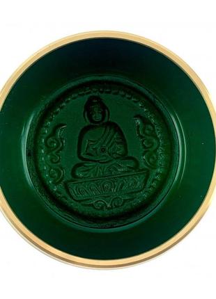 Чаша поющая бронзовая " будда" зеленая (11*10*5 см)2 фото