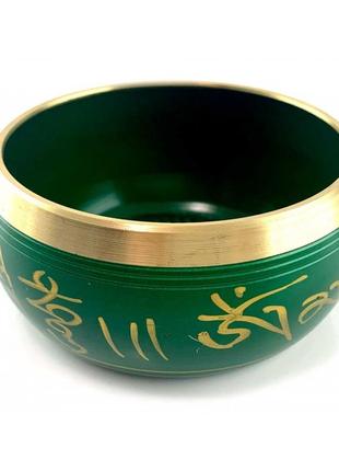Чаша поющая бронзовая " будда" зеленая (11*10*5 см)
