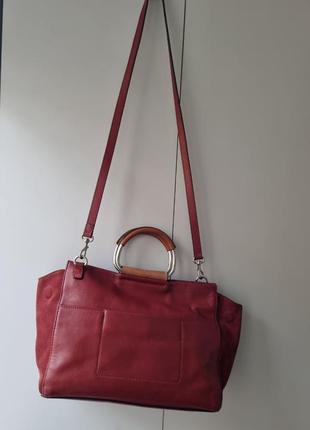 Шкіряна сумка sequoia, сумка тоут, червона сумка, бордова сумка, сумка на плече, брендова сумка6 фото