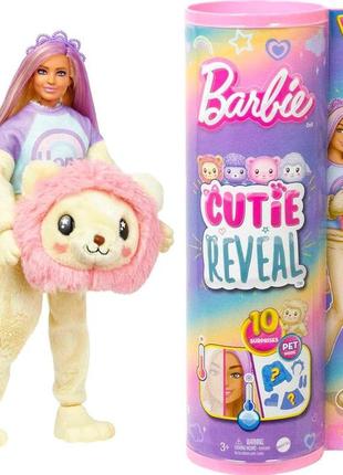 Ігровий набір barbie cutie reveal cosy cute tees series лялька барбі в костюмі лева