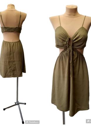 H&amp;m оливкове плаття з відкритою спиною 100% віскоза9 фото