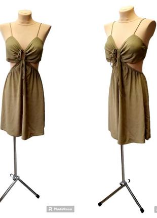 H&amp;m оливкове плаття з відкритою спиною 100% віскоза8 фото