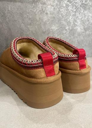 Женские угги коричневые ugg tazz slipper platform «chestnut»6 фото