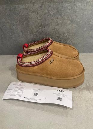 Жіночі уггі коричневі ugg tazz slipper platform «chestnut»5 фото