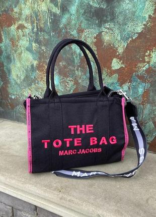 Жіноча сумка marc jacobs the large tote bag black/pink4 фото