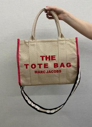 Женская сумка marc jacobs the large tote bag beige/pink5 фото