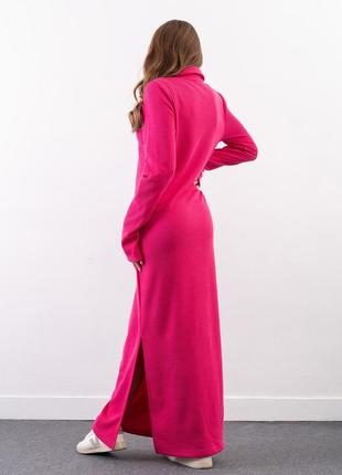 Малиновое длинное платье с воротником-поло, размер s3 фото