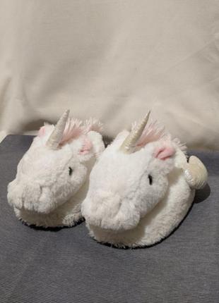 Теплые домашние тапки единороги