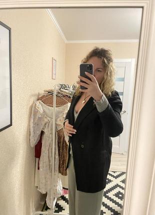 Піджак сюртук чорний двубортний zara woman8 фото