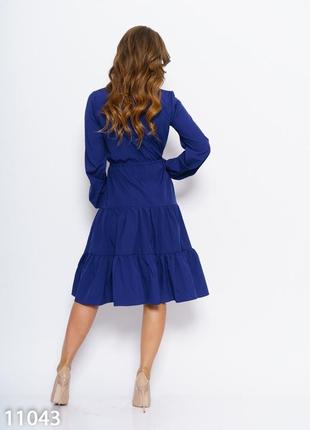 Синее расклешенное платье с воланами, размер s3 фото