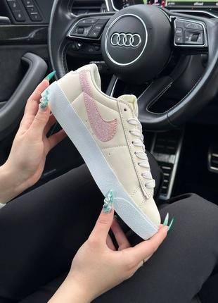 Женские бежевые кожаные кроссовки в стиле nike blazer low ‘77 🆕 кеды найк блейзер5 фото