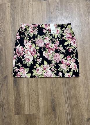 Новая юбка george в цветы на резине по фигуре l -xl1 фото