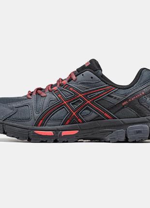 Чоловічі кросівки сірі з красним asics gel-kahana 84 фото