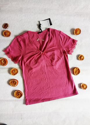 Eu 36|d 34 новая футболка с топом,кружевная отделка,розовая ,debenhams