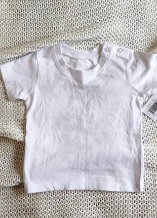 Нова дитяча біла футболка, бавовна, на 3-6 місяців