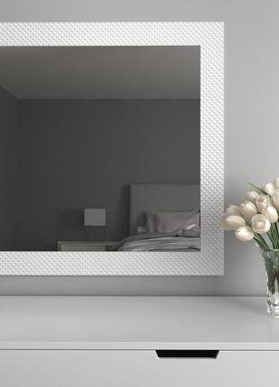 Зеркало квадратное для ванны x 96х96 универсальное настенное для спальни, зеркало в белой раме красивое
