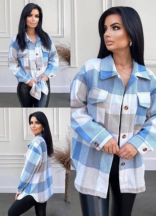 Женская теплая кашемировая рубашка в клетку, байевая нежно голубая рубашка, байка, фланель