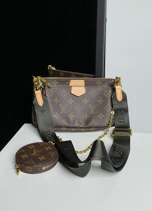 Женская сумка louis vuitton multi pochette brown/green