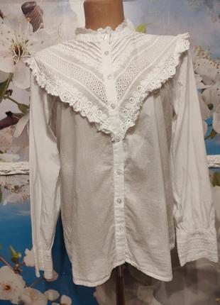 Роскошная блуза в викторианском стиле 12-14р. 100% хлопок1 фото