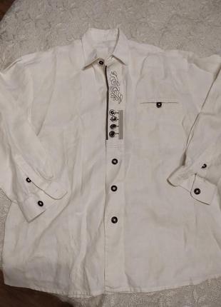 Льняная рубашка  дриндль баварская 100% лен на октоберфест xxl-xxxl