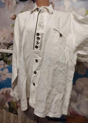 Льняная рубашка  дриндль баварская 100% лен на октоберфест xxl-xxxl