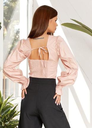 Розовая коттоновая блуза с жаткой на спинке, размер xl3 фото