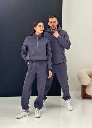 Костюм спортивный на флисе фемили лук мужской женский графит