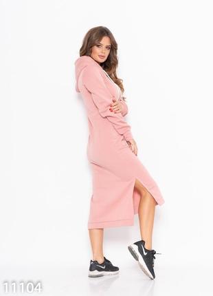Рожева міді сукня з трикотажу на флісі, розмір xl2 фото
