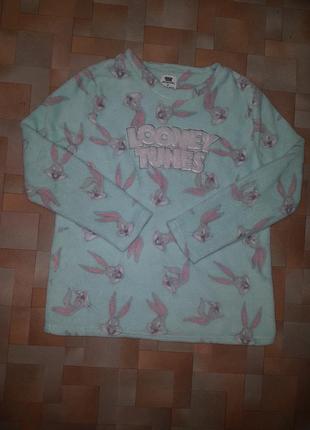 Мега теплый, пушистый комплект primark, пижама меховушка looney tunes, плюш р-р м5 фото