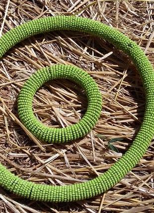 Салатовый каркасный комплект, новый: ожерелье и браслет