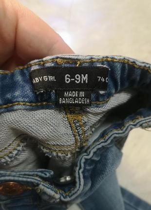 Джинси на 6-9 місяців 74 см брюки джинсові штани штанішки штанці на дівчинку2 фото