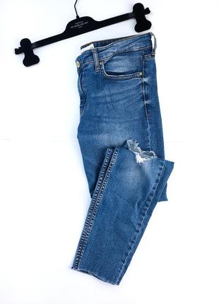 Женские штаны джинсы синие голубые рваные mango шорты2 фото