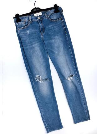 Женские штаны джинсы синие голубые рваные mango шорты3 фото