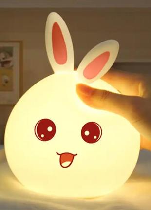 Ночник аккумуляторный силиконовый led rabbit soft touch "зайчик"1 фото