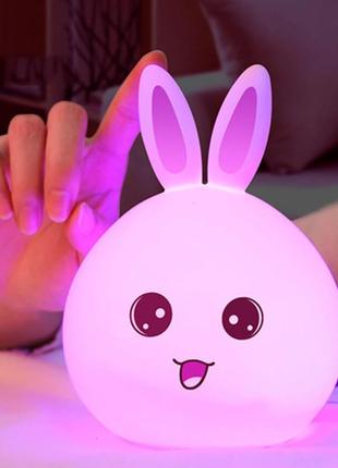 Нічник акумуляторний силіконовий led rabbit soft touch "кролик"2 фото