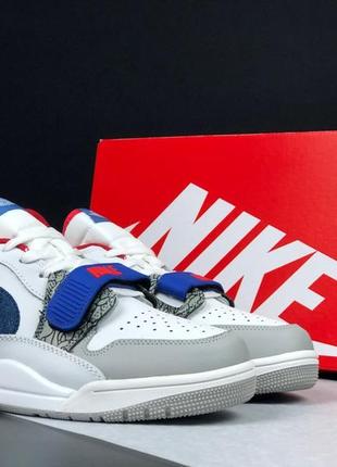 Кроссовки удобные мужские nike jordan legacy 312 low белые серым\синие3 фото