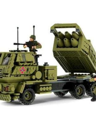 Конструктор пластиковый армия техники сухопутных войск m142 himars хаймарс пво 810 деталей iblock 46*6,4*29 см