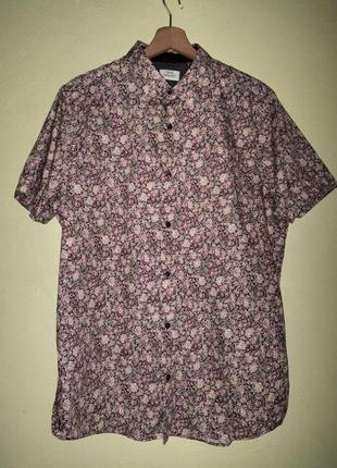 Чоловіча сорочка на короткий рукав з квітами next рубашка