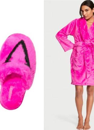 Теплый флисовый мягенький pink халат от victoria’s secret xs / s5 фото