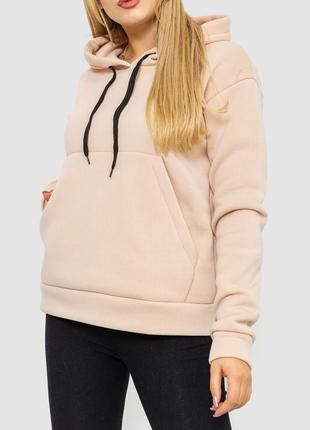 Утепленное укороченное худи с начесом / кенгуру