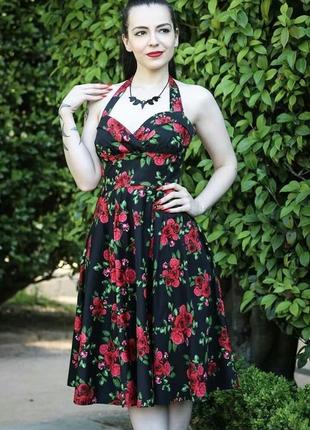 Ретро платье цветочный принт коттон / винтажное платье цветочный принт8 фото