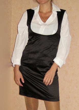 Стильний чёрный сарафан с глубоким вырезом