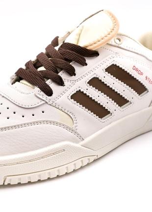 Стильные мужские кроссовки adidas drop step low white brown белые с коричневым5 фото