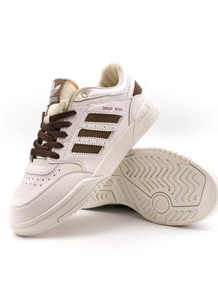 Стильные мужские кроссовки adidas drop step low white brown белые с коричневым1 фото